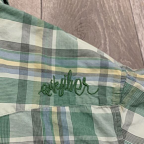 Mens Quiksilver Plaid Eco Friendly Button Down Shortsleeve Shirt - Picture 7 of 7